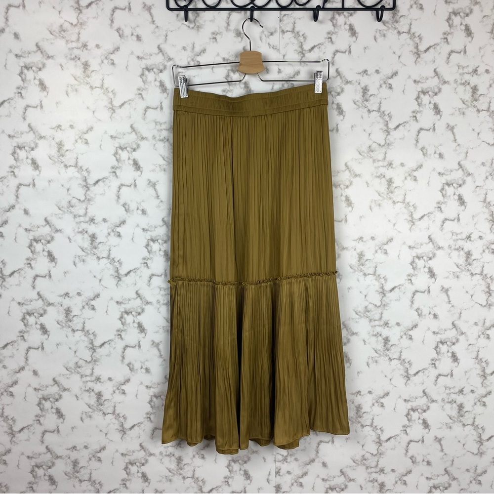Rachel Zoe Bronze Satin Pleated Skirt